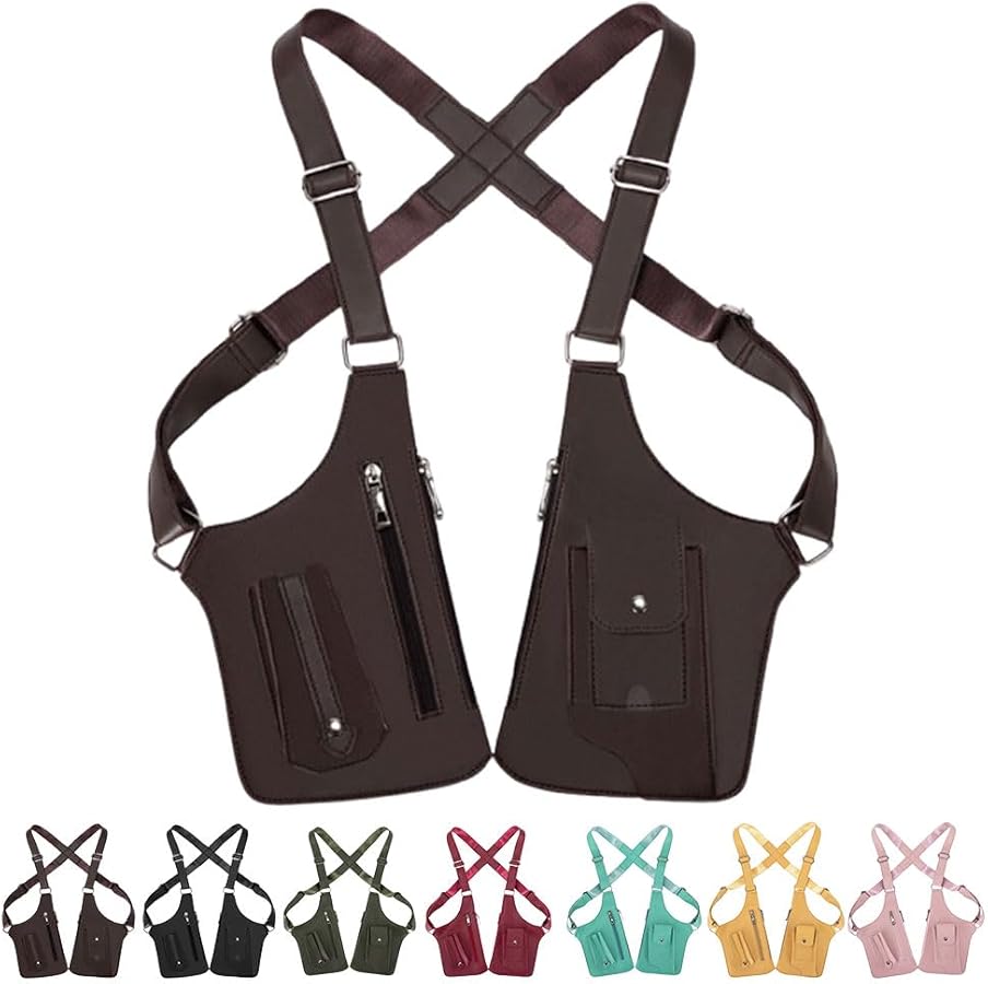 Premium Leather Underarm Shoulder Bag for Men Adjustable Hidden Double Shoulder Armpit Bag Anti Pickpocket Travel Accessories