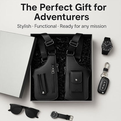 Premium Leather Underarm Shoulder Bag for Men Adjustable Hidden Double Shoulder Armpit Bag Anti Pickpocket Travel Accessories